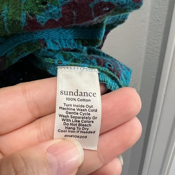 Sundance Rhea Eyelet Floral Button Down Shirt Boho Western Top Medium - Picture 8 of 10